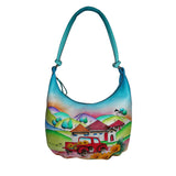 Farm House - Hand Painted Leather Bag