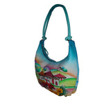 Farm House - Hand Painted Leather Bag